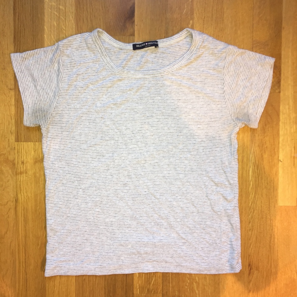 Brandy Melville Grey Striped T-Shirt